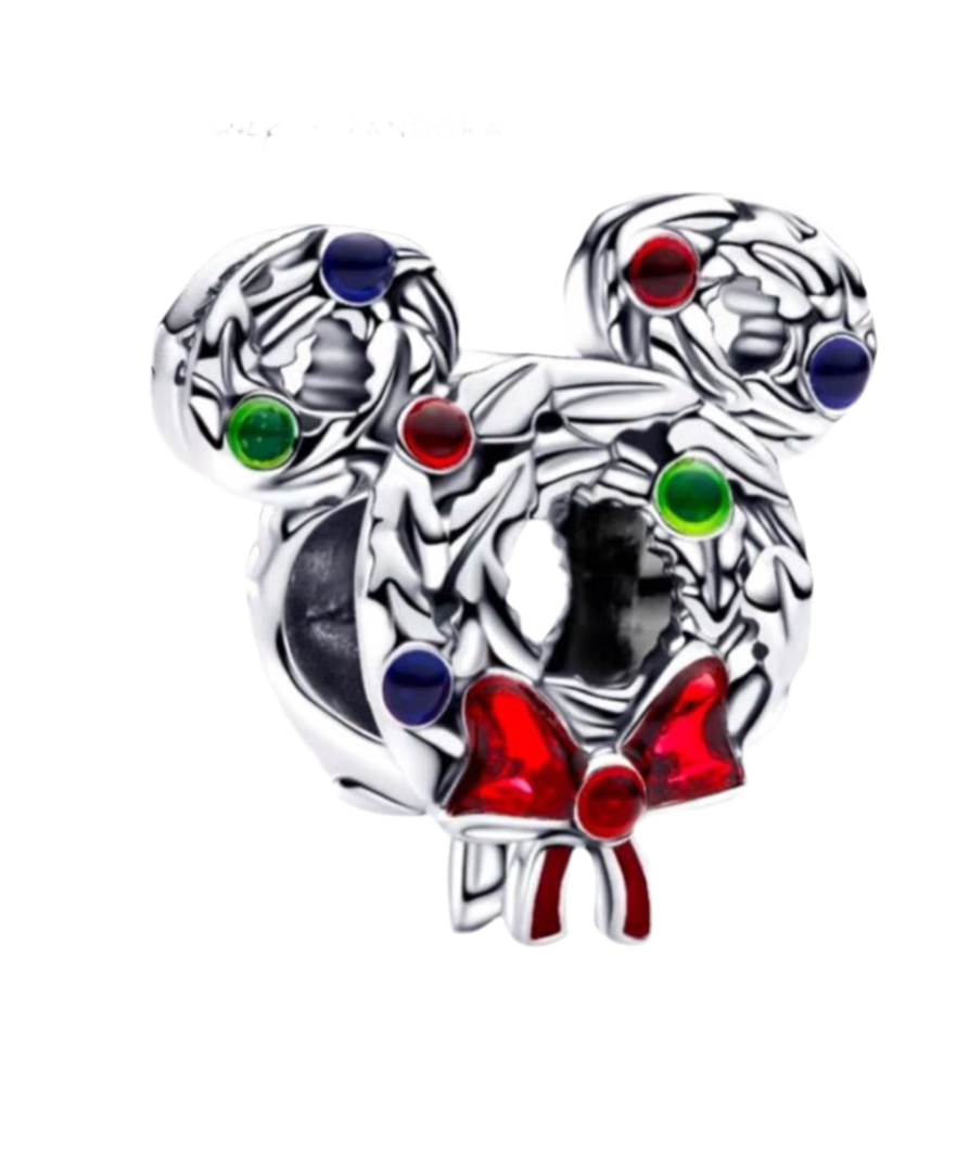 Pandora Disney Mickey Mouse Christmas Wreath Charm