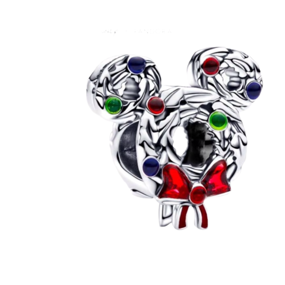Pandora Disney Mickey Mouse Christmas Wreath Charm