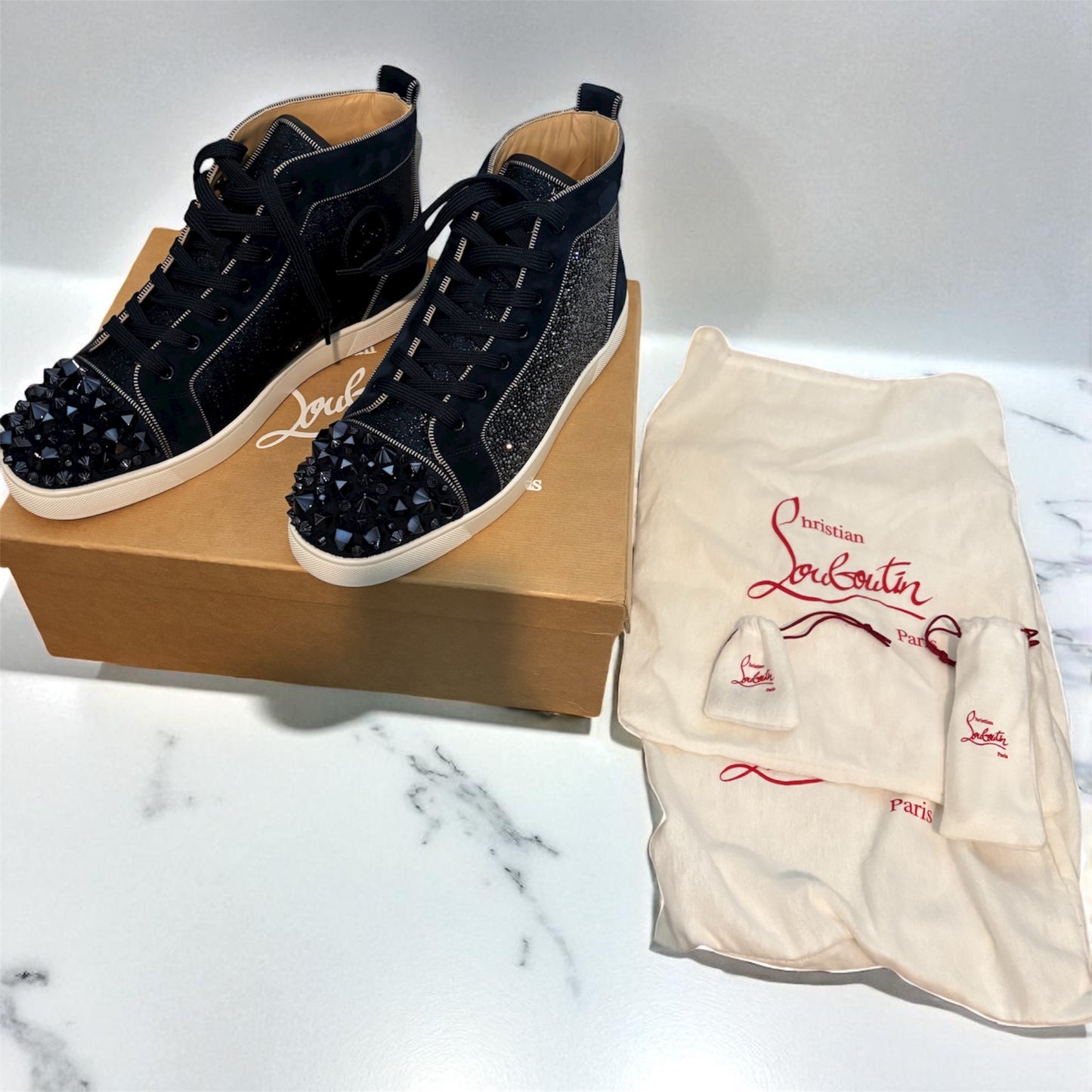 Christian Louboutin Louis Flat Strass Mix Swarovski Men's Sneaker EU Size 46