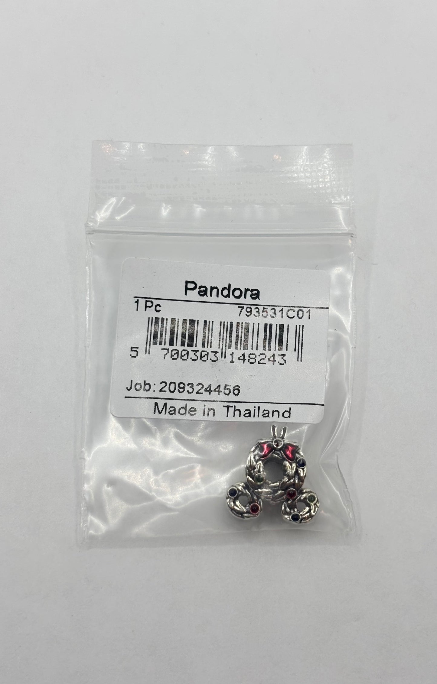 Pandora Disney Mickey Mouse Christmas Wreath Charm